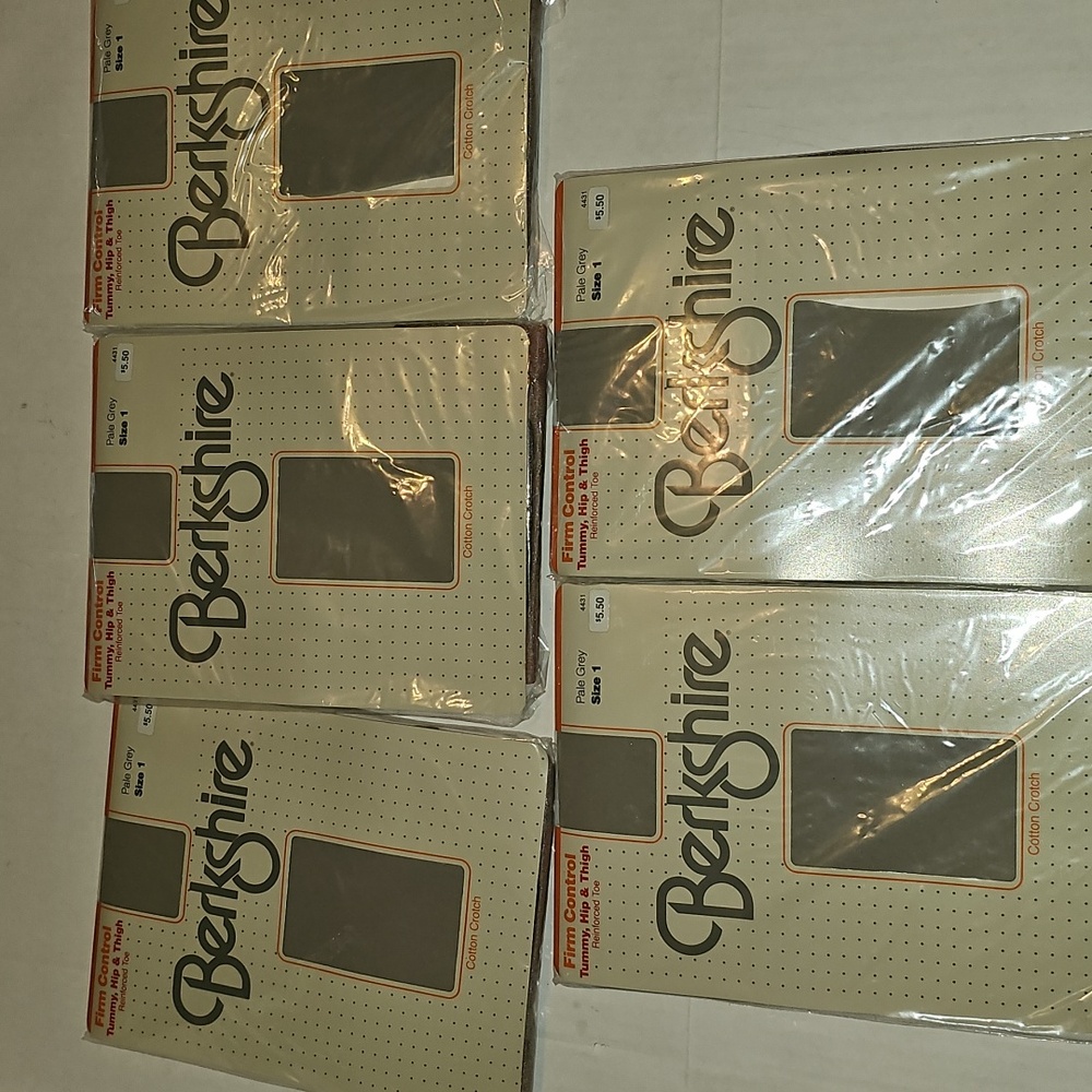 5 New in package!!!! Vintage 1980s Berkshire Pale Grey Pantyhose Nylons